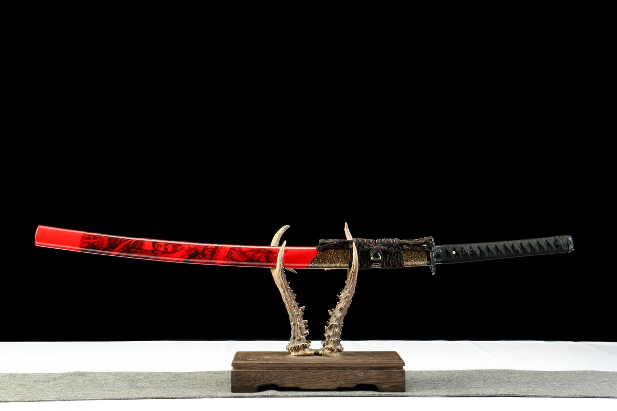 Spectre Écarlate - Katana Forge a la Main en 65Mn Spring Steel