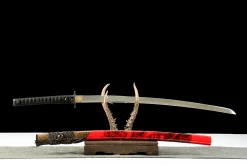 Alternative view of Spectre Écarlate - Katana Forge a la Main en 65Mn Spring Steel