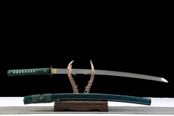 Alternative view of Ciel d'Azur Doré - Katana Forge a la Main en Acier a outils T10