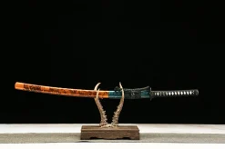 Éclat d'Or Sombre - Katana Forge a la Main en Acier a outils T10