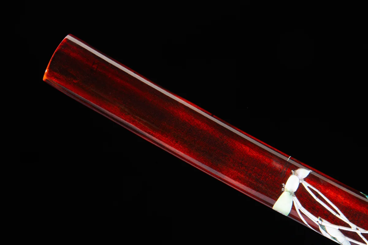 Fleur de la Roue Rouge - Katana Forge a la Main en Acier a outils T10 - Image 10