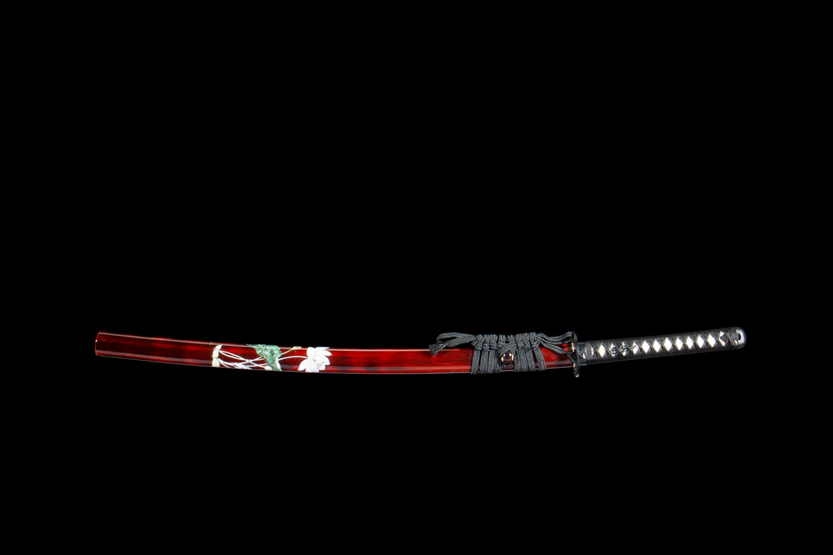 Fleur de la Roue Rouge - Katana Forge a la Main en Acier a outils T10 - Image 3