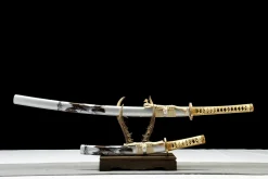 Alternative view of Marée d'Argent – Daishō - Katana Forge a la Main en Acier a outils T10