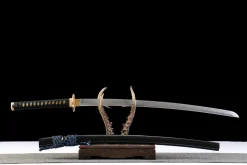 Alternative view of Soie Bleue Noir et Or - Katana Forge a la Main en Acier a outils T10