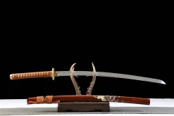 Alternative view of Tissage Noir Or Brun - Katana Forge a la Main en Acier a outils T10