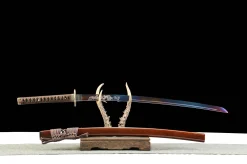Alternative view of Flamme Écarlate (天绝) - Katana Forge a la Main en Acier au carbone 1065