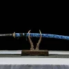 Tempête d'Azur - Katana Forge a la Main en Acier au carbone 1065