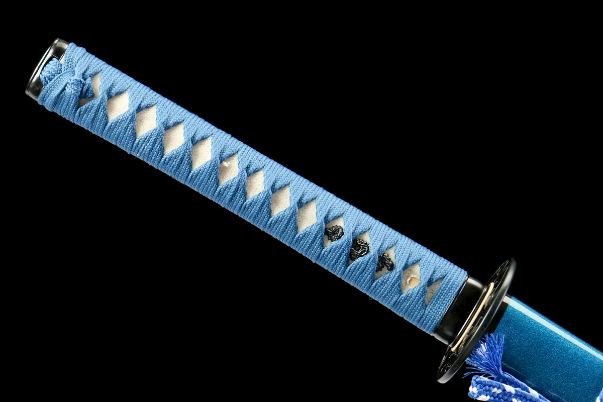 Courant d'Azur - Katana Forge a la Main en Acier Damas - Image 15