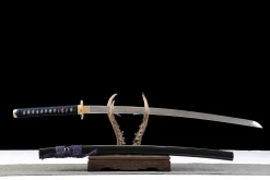 Éclat d'Azur - Katana Forge a la Main en Acier Damas