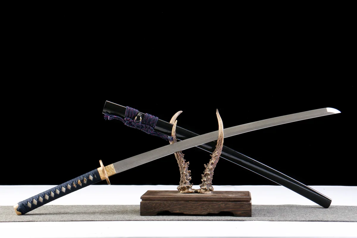Éclat d'Azur - Katana Forge a la Main en Acier Damas - Image 2