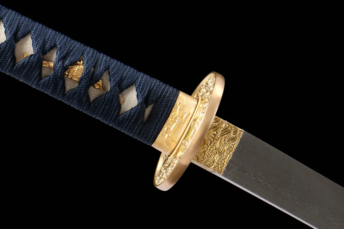Éclat d'Azur - Katana Forge a la Main en Acier Damas - Image 7