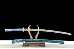 Alternative view of Étoile Tombée - Katana Forge a la Main en Acier Damas