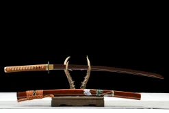 Flammes Damas - Katana Forge a la Main en Acier Damas