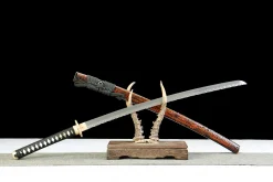 Alternative view of Guerrier des Ombres - Katana Forge a la Main en Acier Damas