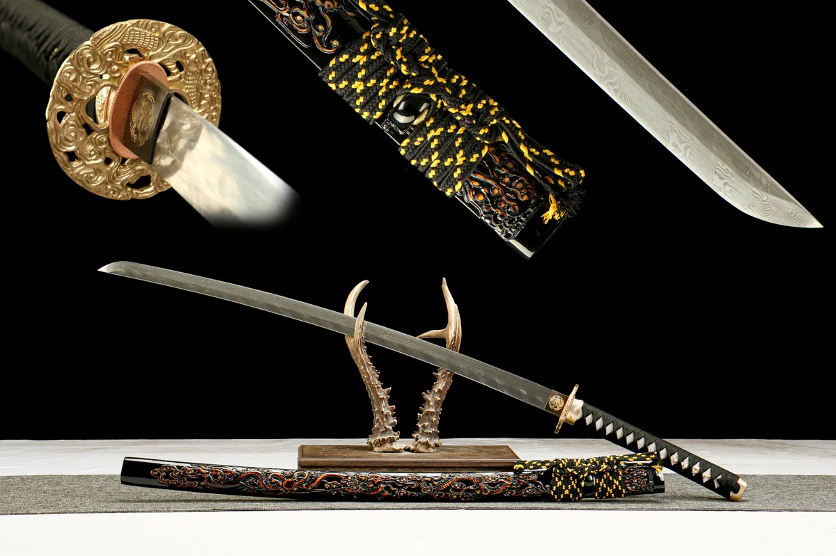 L'Âme du Dragon Obsidienne - Katana Forge a la Main en Acier Damas premium - Image 5