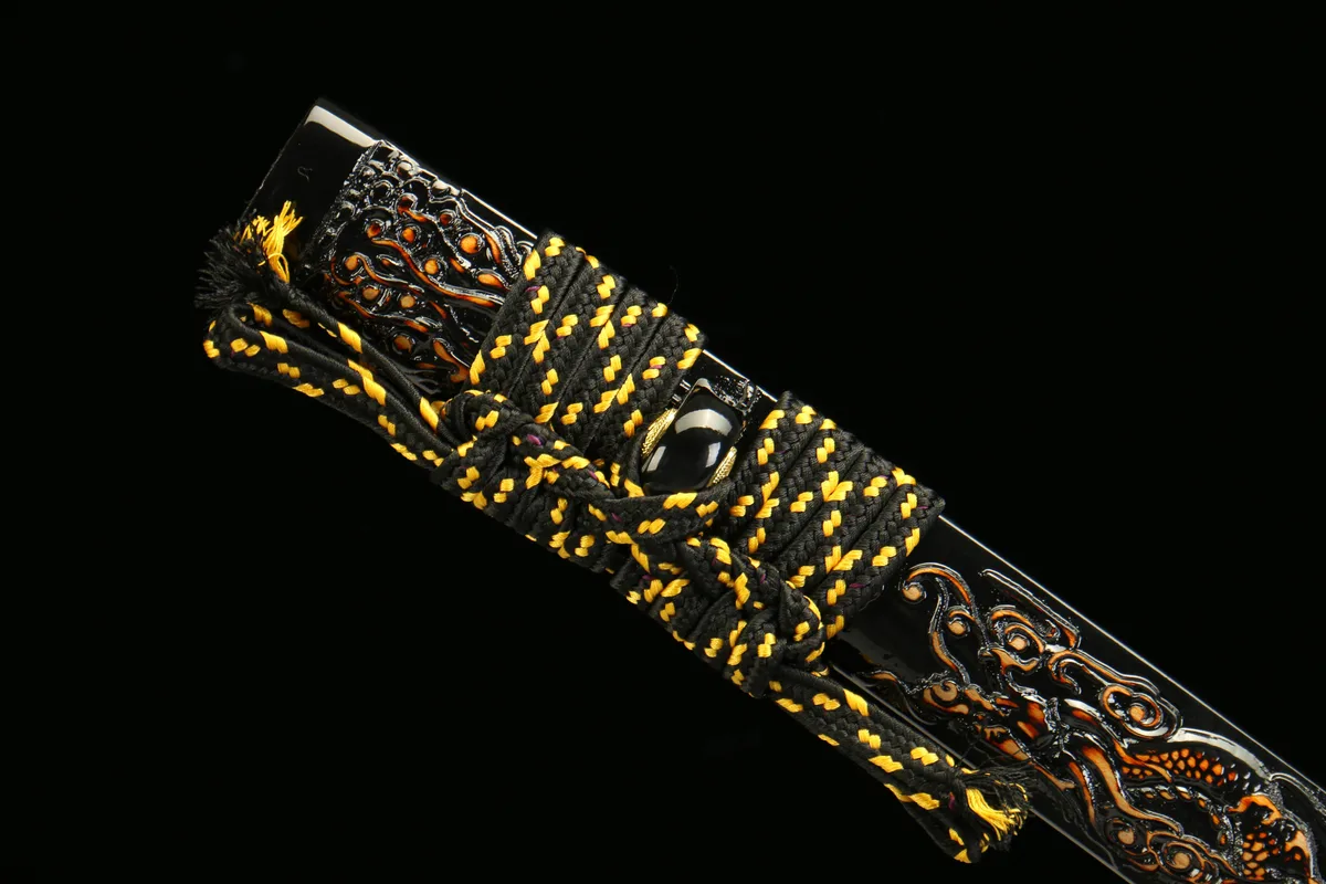 L'Âme du Dragon Obsidienne - Katana Forge a la Main en Acier Damas premium - Image 9