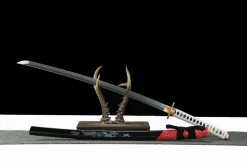 Rafale Écarlate - Katana Forge a la Main en Acier Damas