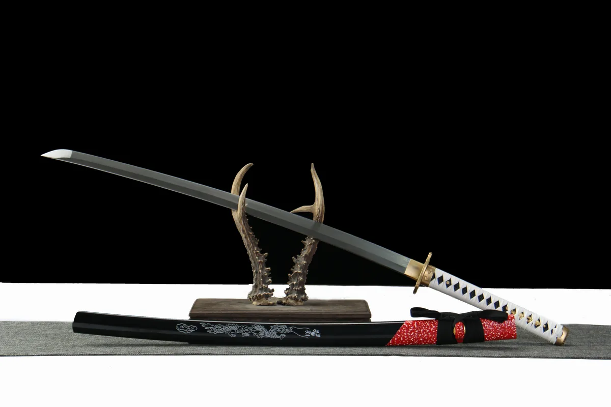 Rafale Écarlate - Katana Forge a la Main en Acier Damas