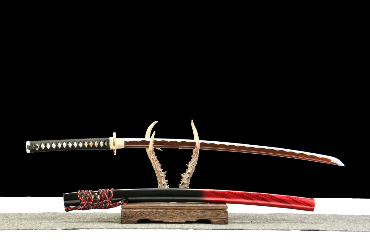 Soleil Broché - Katana Forge a la Main en Acier Damas