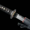 Souverain de la Nuit Noire - Katana Forge a la Main en Acier Damas trempe a l'argile