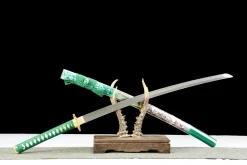 Alternative view of Tigre sous le Vent - Katana Forge a la Main en Acier Damas trempe a l'argile