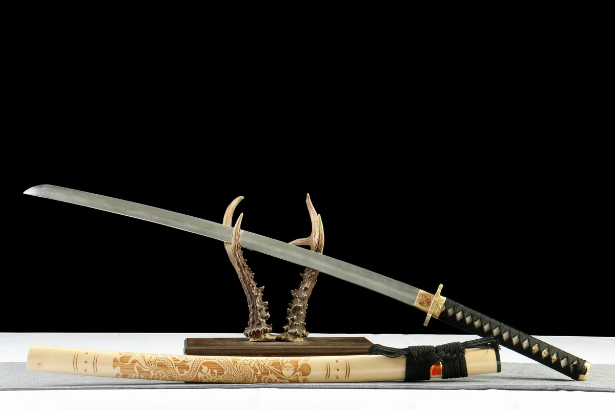 Tranchant Brut - Katana Forge a la Main en Acier Damas trempe a l'argile - Image 3