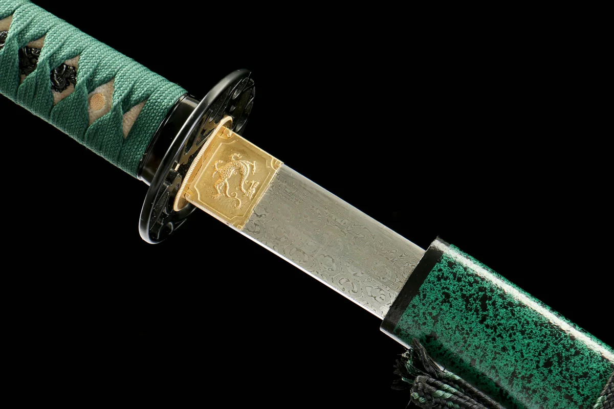 Vague Céladon - Katana Forge a la Main en Acier Damas - Image 14