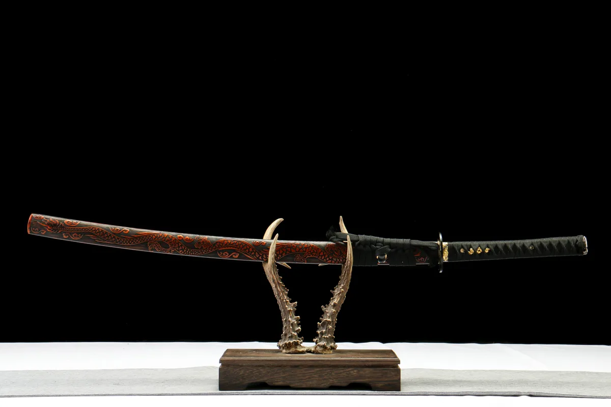 Frappe Obsidienne - Katana Forge a la Main en High Carbon Steel