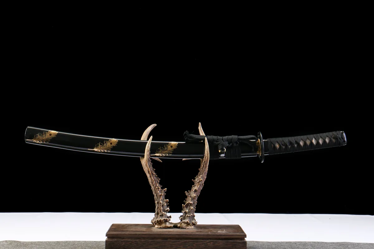 Panache Doré - Wakizashi Forge a la Main en Acier a outils T10