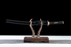Alternative view of Éventail Or Noir - Wakizashi Forge a la Main en Acier au carbone 1065