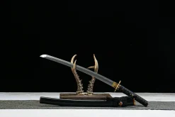 Alternative view of Orchidée Silencieuse - Wakizashi Forge a la Main en Acier forge main artisanal
